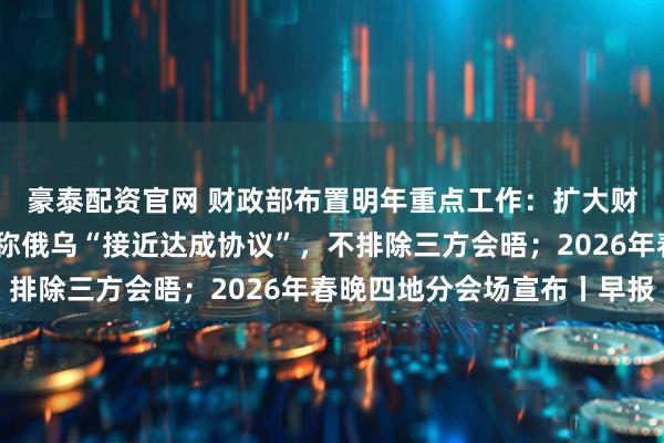 豪泰配资官网 财政部布置明年重点工作：扩大财政支出盘子；特朗普称俄乌“接近达成协议”，不排除三方会晤；2026年春晚四地分会场宣布丨早报
